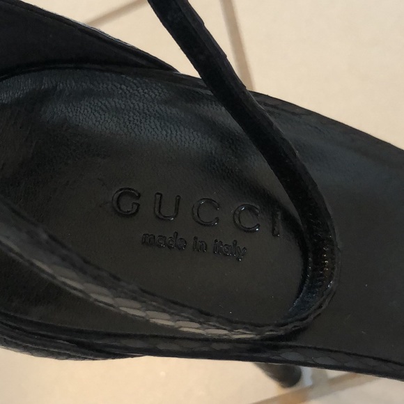 Gucci Black Snakeskin Heels with Bamboo Heel - Picture 3 of 4